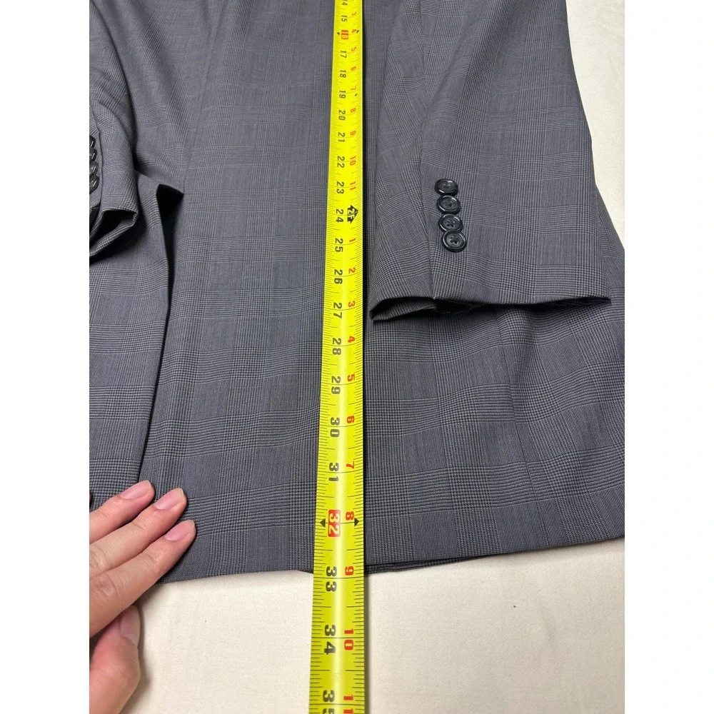 Jos. A. Bank Mens 42L Grey Glen Plaid 100% Wool 2 Piece Suit Blazer W36‎ L31